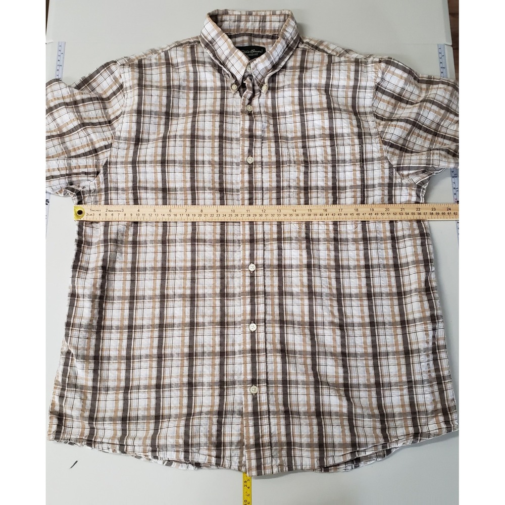 Eddie Bauer Mens Plaid Button Down Shirt Short Sleeve Casual Size L Outdoors - Picture 3 of 5